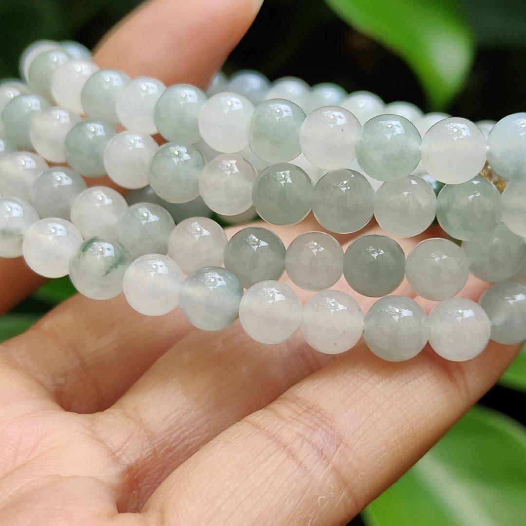 High Quality Good Translucent Natural Type A Jadeite Jade crafted as 112 beads with 99% perfection as Bracelet or Necklace certificate weighs 52.21 grams, measurement 6.6 mm (bracelet28)