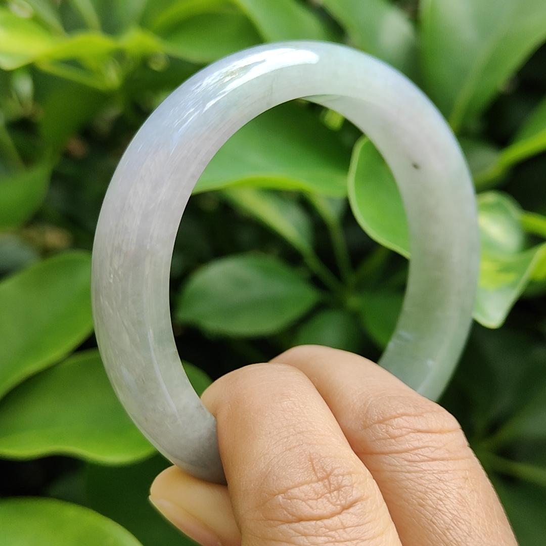 High Quality Light Lavender, Light Green Natural Type A Jadeite Jade Peace Bangle Wrist Size 53.7 mm, certificate weighs 55.94 grams, Width 13.2 Thickness 8 mm (bangle10)