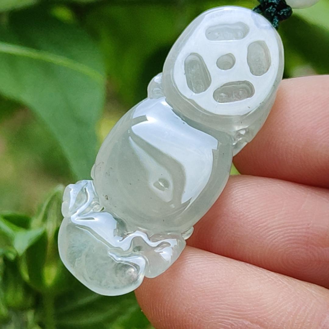 High Quality Icy Translucent Natural Type A Jadeite Jade crafted with Pixiu as Pendant, certificate weighs 6.86 grams, measurement 36.5 * 14.5 * 7.6 mm (pendant261)