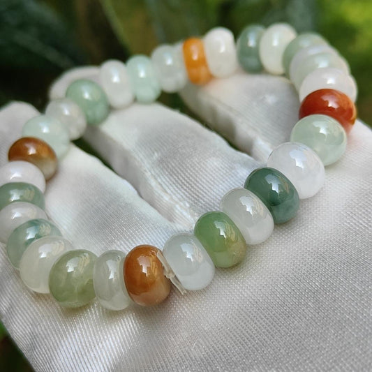 Multi Colors Natural Type A Jadeite Jade with 30 beads measurement at 10 mm as bracelet with certificate weigh 35.47 grams (bracelet17)