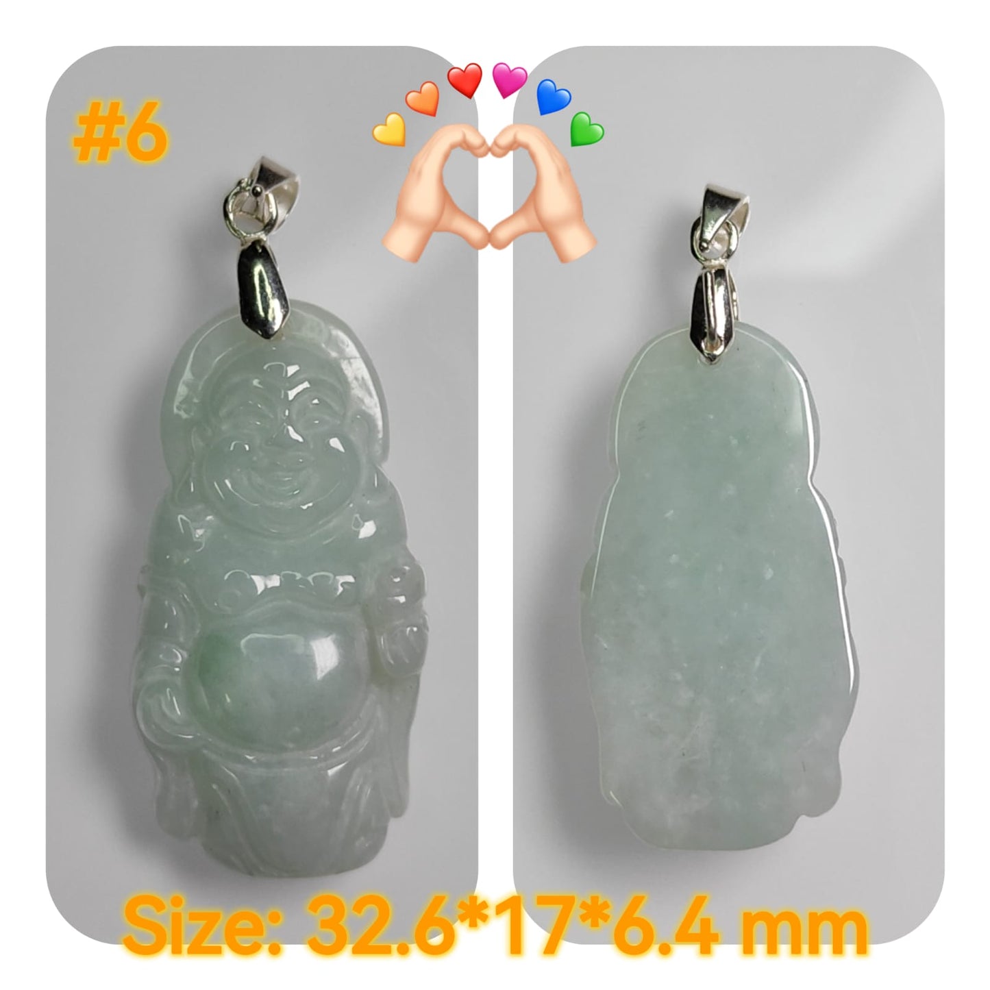 Casual Daily Wear - Natural Type A Jadeite Jade - crafted as Standing buddha to use as a Pendant - No Certitficate - with S990 Clasp (Choose #1 to #8)