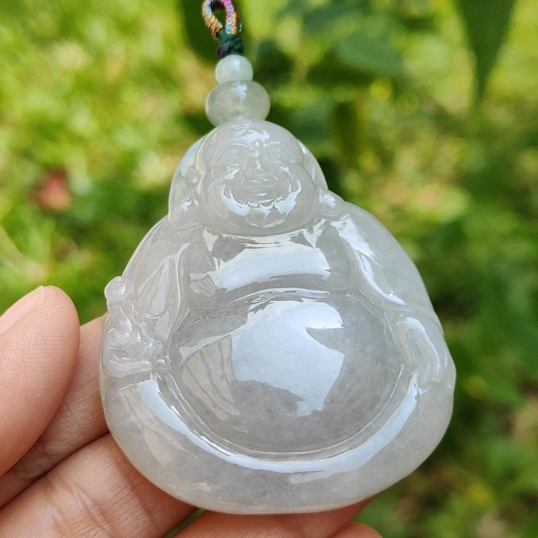 Rare Old Collection Natural Type A Jadeite Jade Pendant Necklace crafted as Milo Buddha with certificate weigh 56.32 grams, measurement 54.2 * 45.6 * 12.8 mm (pendant181)