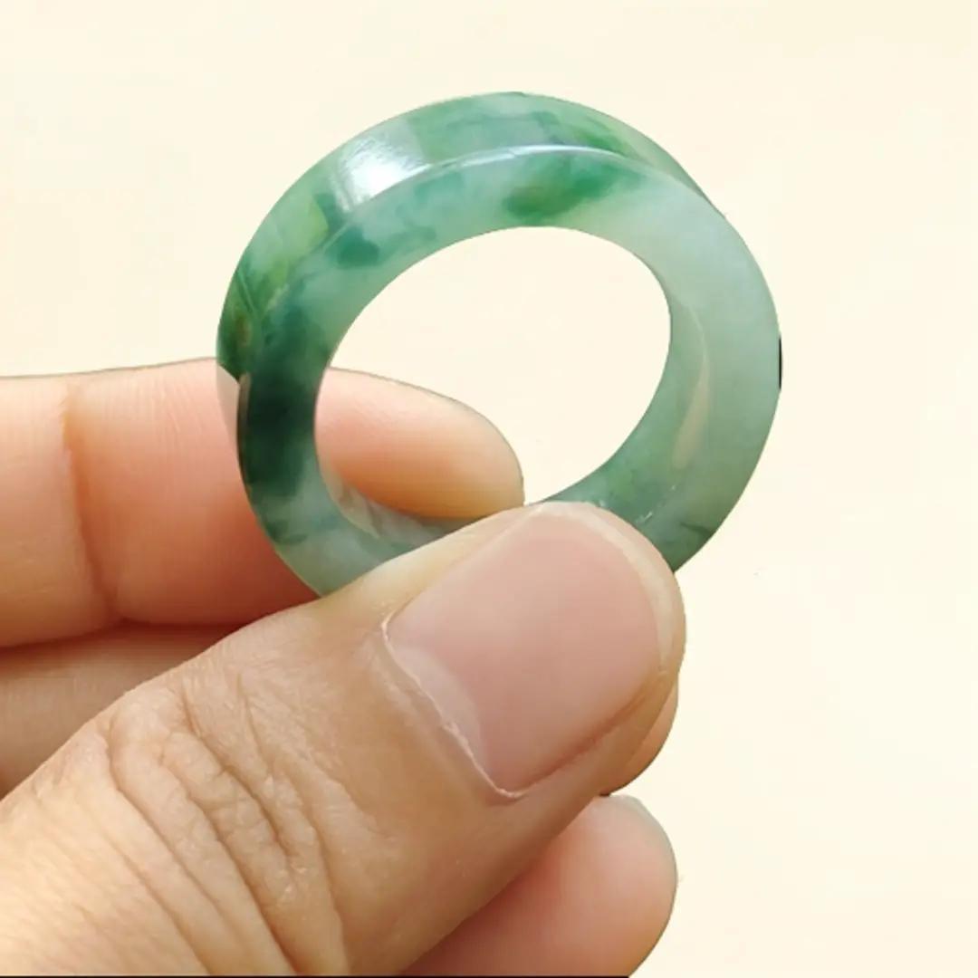 Spicy Green with Green Hue High Quality Natural Type A Jadeite Jade crafted as Ring, finger size 19mm, QIC labs approved certificate weighs 7.88 grams, measurement 7.8 * 4.5 mm (ring10)