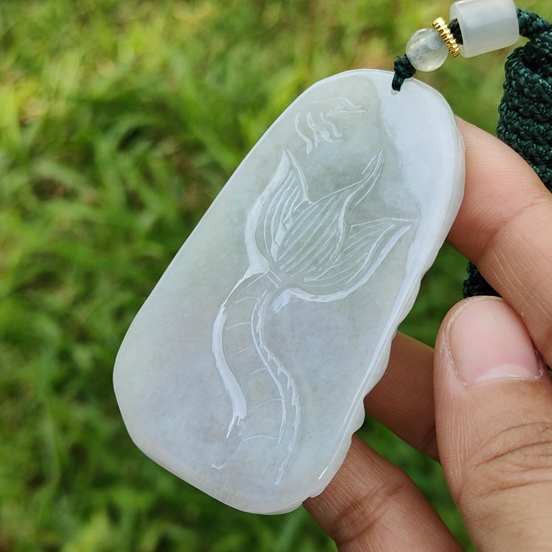 Natural Type A Jadeite Pendant Necklace crafted with Big Domineering Dragon symbols of power, status, authority, certificate included weigh 49.53 grams, 67.7 * 42 * 10.3 mm (pendant22)