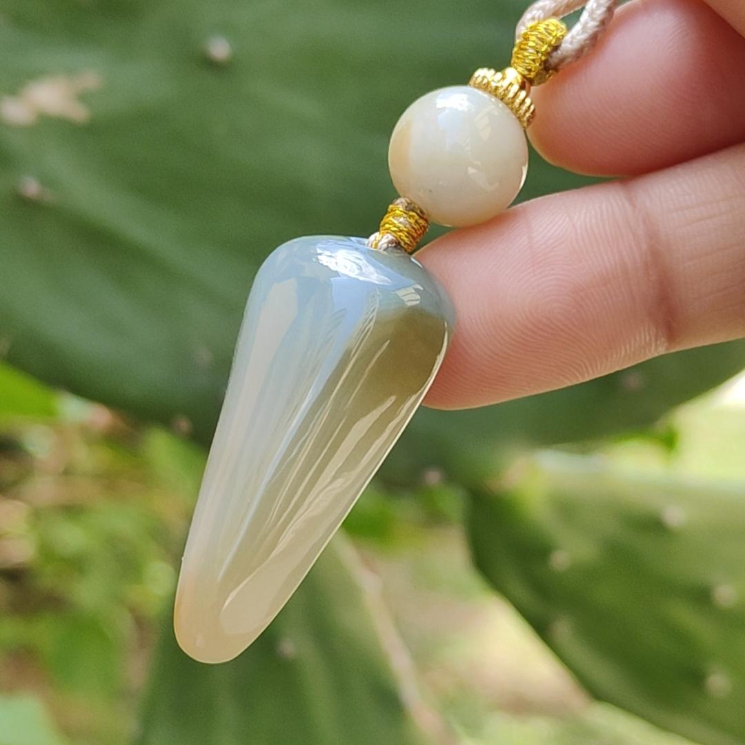 Stunning piece of Natural Type A Jadeite Pendant Necklace crafted with nothing, symbols of Peace and peace, everything goes well, with GIC labs approved certificate weigh 10.79 grams, 35.5 * 18.3 * 8.8 mm, very suitable for daily wear (pendant39)