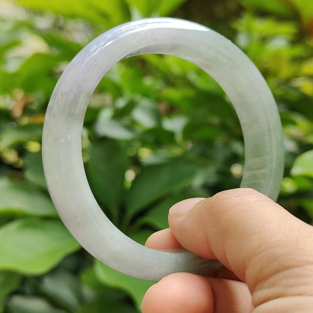 High Quality Light Lavender, Light Green Natural Type A Jadeite Jade Peace Bangle Wrist Size 53.7 mm, certificate weighs 55.94 grams, Width 13.2 Thickness 8 mm (bangle10)