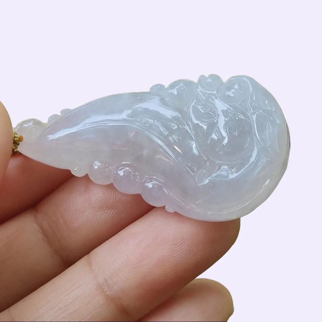 High Quality Ligh Pinkish Lavender Natural Type A Jadeite Jade crafted with Ruyi Dragon as Pendant, certificate weighs 17.85 grams, measurement 45 * 22.9 * 12.3 mm (pendant271)