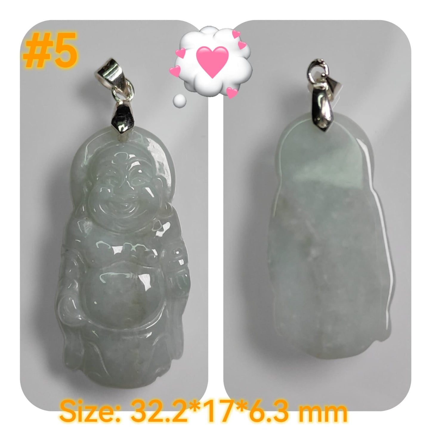 Casual Daily Wear - Natural Type A Jadeite Jade - crafted as Standing buddha to use as a Pendant - No Certitficate - with S990 Clasp (Choose #1 to #8)