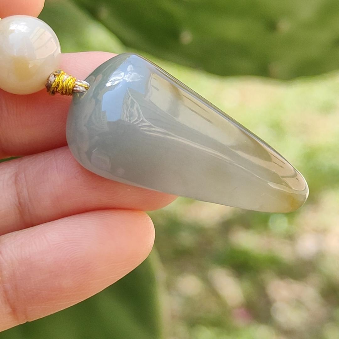 Stunning piece of Natural Type A Jadeite Pendant Necklace crafted with nothing, symbols of Peace and peace, everything goes well, with GIC labs approved certificate weigh 10.79 grams, 35.5 * 18.3 * 8.8 mm, very suitable for daily wear (pendant39)